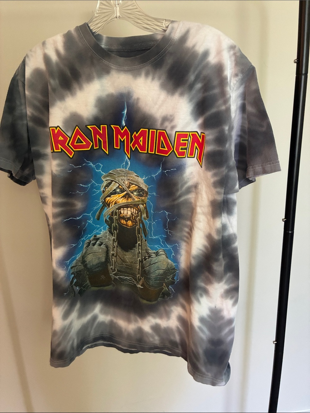 Iron Maiden Men's Short-Sleeve Tie-Dye Graphic Tee - Black & White